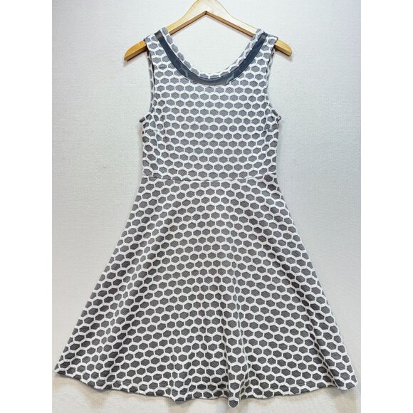 Pixley Dresses & Skirts - Pixley Women's Textured A-Line Midi Dress Size M Gray White Geometric Sleeveless